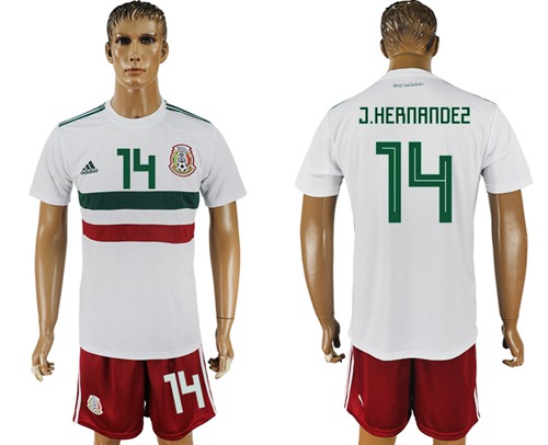Mexico #14 J.Hernandez Away Soccer Country Jersey