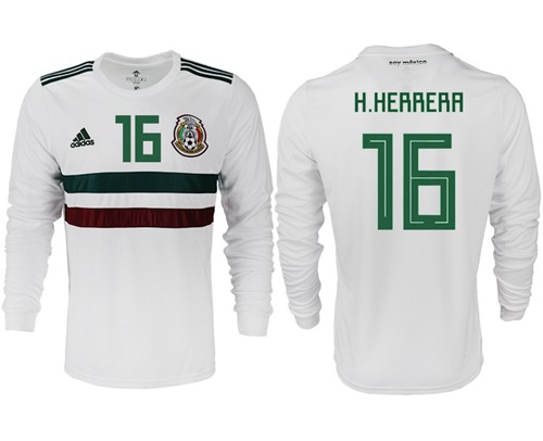 Mexico #16 H.Herrera Away Long Sleeves Soccer Country Jersey