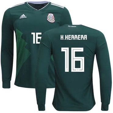 Mexico #16 H.Herrera Home Long Sleeves Kid Soccer Country Jersey