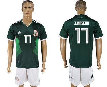 Mexico #17 J.Rascon Green Home Soccer Country Jersey
