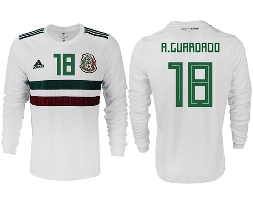 Mexico #18 A.Guardado Away Long Sleeves Soccer Country Jersey