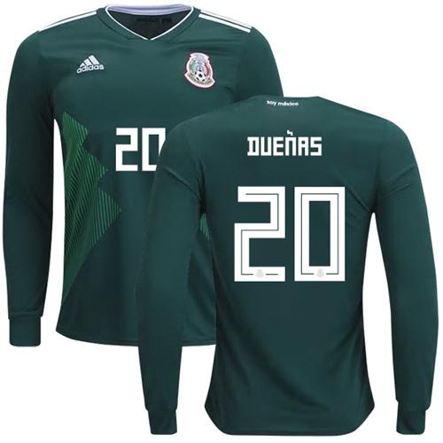Mexico #20 Duenas Home Long Sleeves Soccer Country Jersey