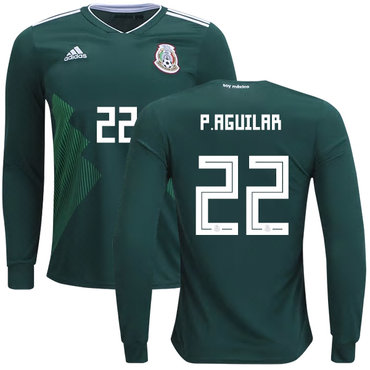 Mexico #22 P.Aguilar Home Long Sleeves Kid Soccer Country Jersey