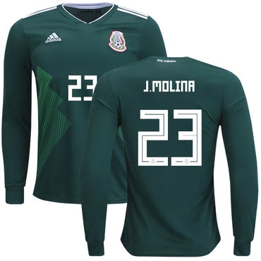 Mexico #23 J.Molina Home Long Sleeves Kid Soccer Country Jersey