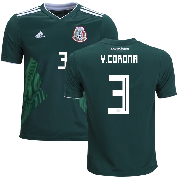 Mexico #3 Y.Corona Home Kid Soccer Country Jersey