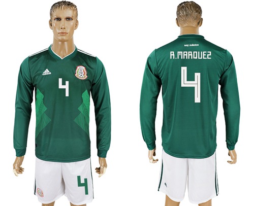 Mexico #4 R.Marquez Home Long Sleeves Soccer Country Jersey
