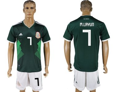 Mexico #7 M.Layun Green Home Soccer Country Jersey