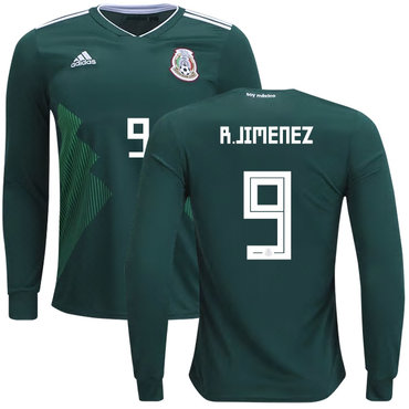 Mexico #9 R.Jimenez Home Long Sleeves Kid Soccer Country Jersey