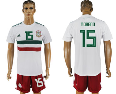 Mexico 15 MORENO Away 2018 FIFA World Cup Soccer Jersey