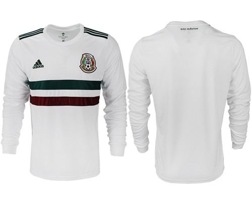 Mexico Blank Away Long Sleeves Soccer Country Jersey