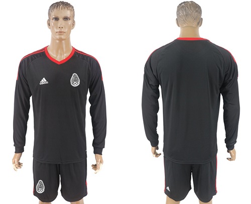 Mexico Blank Black Long Sleeves Goalkeeper Soccer Country Jersey
