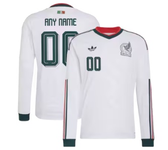 Mexico National Team adidas 2026 Away Replica Long Sleeve Custom Jersey - White