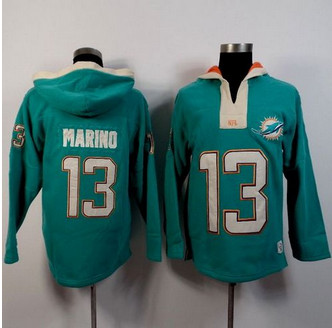 Miami Dolphins #13 Dan Marino Aqua Green Player Winning Method Pullover NFL Hoodie