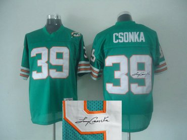 Miami Dolphins 39# Csonka Green Throwback Jersey(Signed Elite)