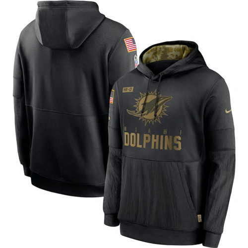 Miami Dolphins Nike 2020 Salute to Service Sideline Performance Pullover Hoodie Black