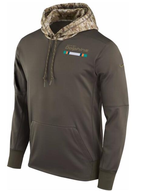 Miami Dolphins Nike Salute To Service Sideline Therma Pullover Hoodie Olive