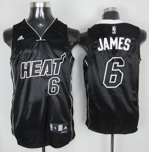 Miami Heat 6 LeBron James black white name jerseys