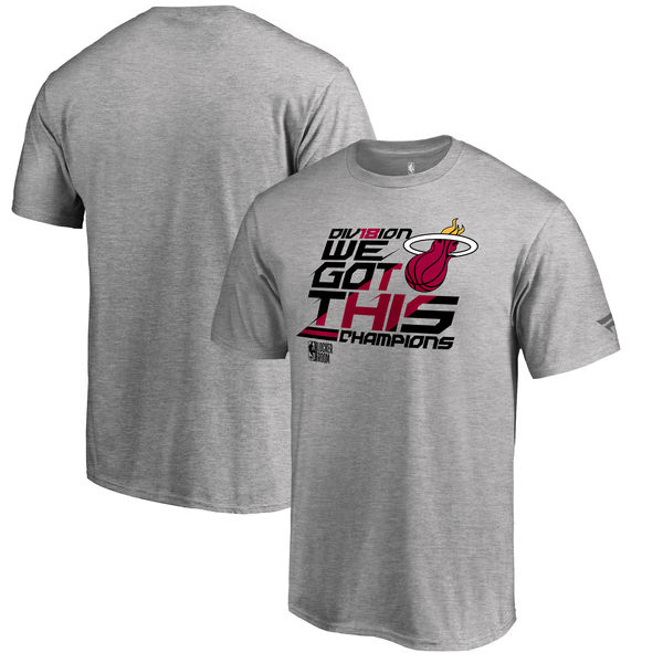 Miami Heat Fanatics Branded 2018 NBA Southeast Division Champions Locker Room T-Shirt Heather Gray