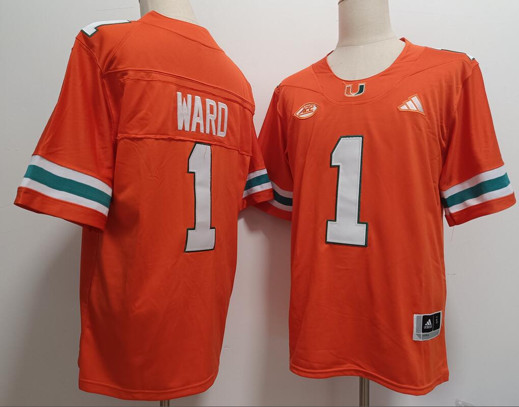 Miami Hurricanes #1 Cam Ward Orange football jersey