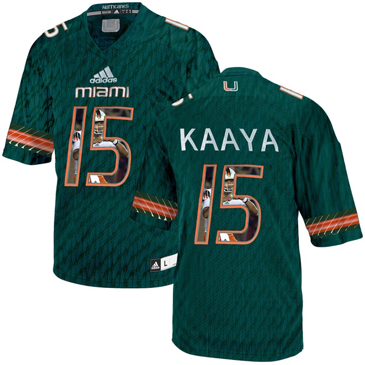 Miami Hurricanes Brad Kaaya Green Printing Player Portrait Football Jersey Men's Jersey Miami Hurricanes Brad Kaaya Green Printing Player Portrait Football Jersey