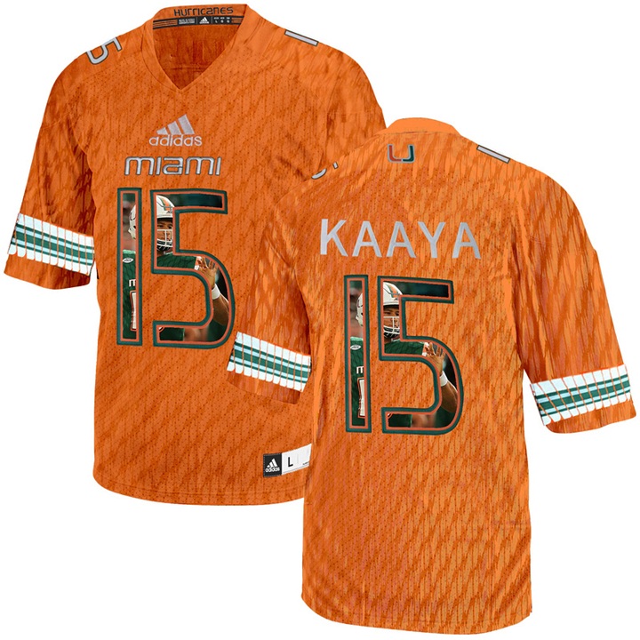 Miami Hurricanes Brad Kaaya Orange Printing Player Portrait Football Jersey Men's Jersey Miami Hurricanes Brad Kaaya Orange Printing Player Portrait Football Jersey