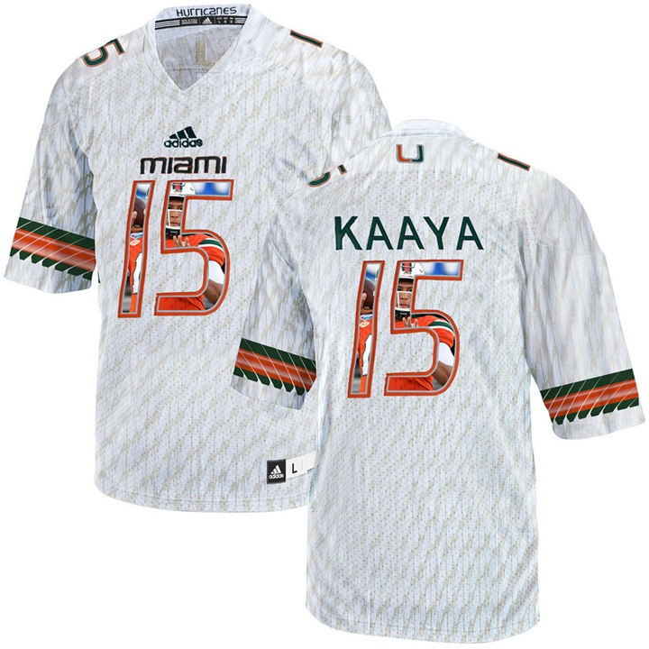 Miami Hurricanes Brad Kaaya White Printing Player Portrait Football Jersey Men's Jersey Miami Hurricanes Brad Kaaya White Printing Player Portrait Football Jersey