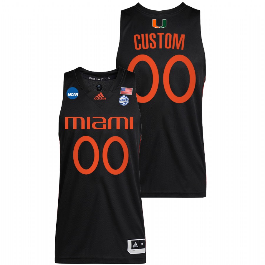 Miami Hurricanes Custom 2022 NCAA March Madness Black Sweet 16 Jersey Men Men's Jersey Miami Hurricanes Custom Black 2022 NCAA March Madness Sweet 16 Jersey