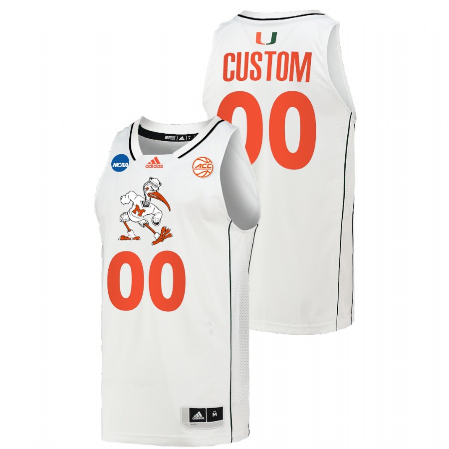 Miami Hurricanes Custom 2022 NCAA March Madness White Basketball Jersey Men Men's Jersey Miami Hurricanes Custom White 2022 NCAA March Madness Basketball Jersey
