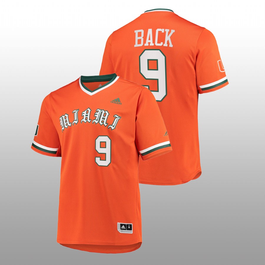 Miami Hurricanes Dalton Back Men Orange Primegreen Baseball Jersey