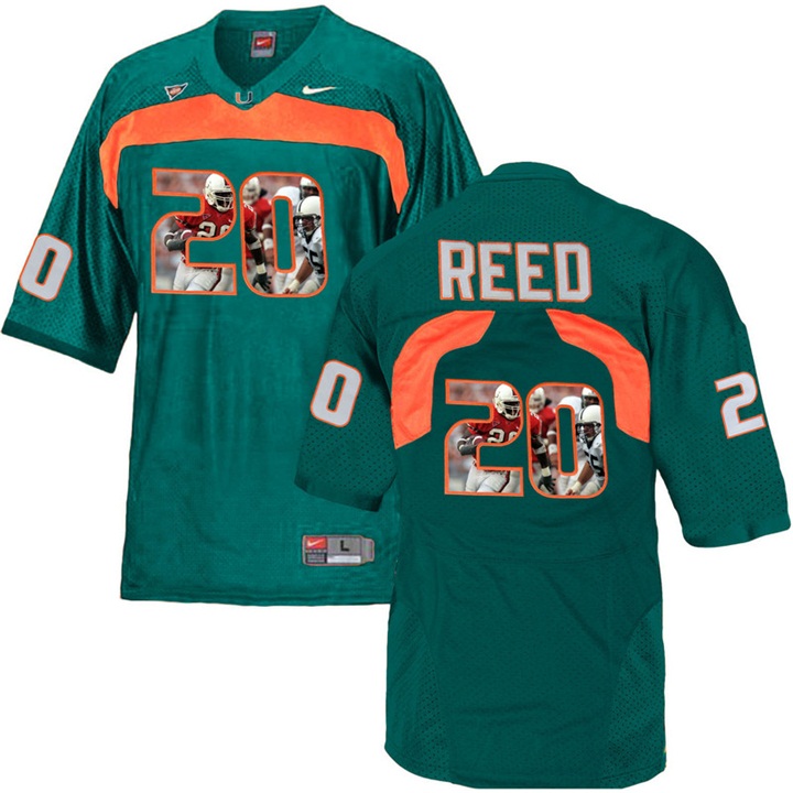 Miami Hurricanes Ed Reed Green Printing Player Portrait Football Jersey Men's Jersey Miami Hurricanes Ed Reed Green Printing Player Portrait Football Jersey