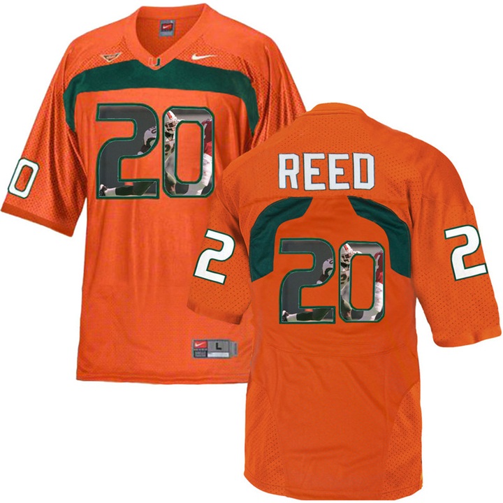 Miami Hurricanes Ed Reed Orange Printing Player Portrait Football Jersey Men's Jersey Miami Hurricanes Ed Reed Orange Printing Player Portrait Football Jersey