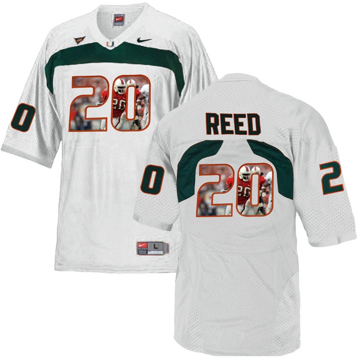 Miami Hurricanes Ed Reed White Printing Player Portrait Football Jersey Men's Jersey Miami Hurricanes Ed Reed White Printing Player Portrait Football Jersey