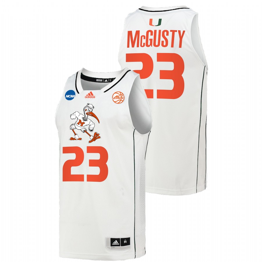Miami Hurricanes Kameron McGusty 2022 NCAA March Madness White Basketball Jersey