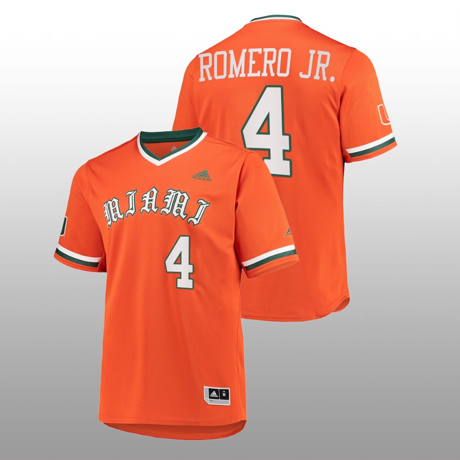 Miami Hurricanes Maxwell Romero Jr. Men Orange Primegreen Baseball Jersey