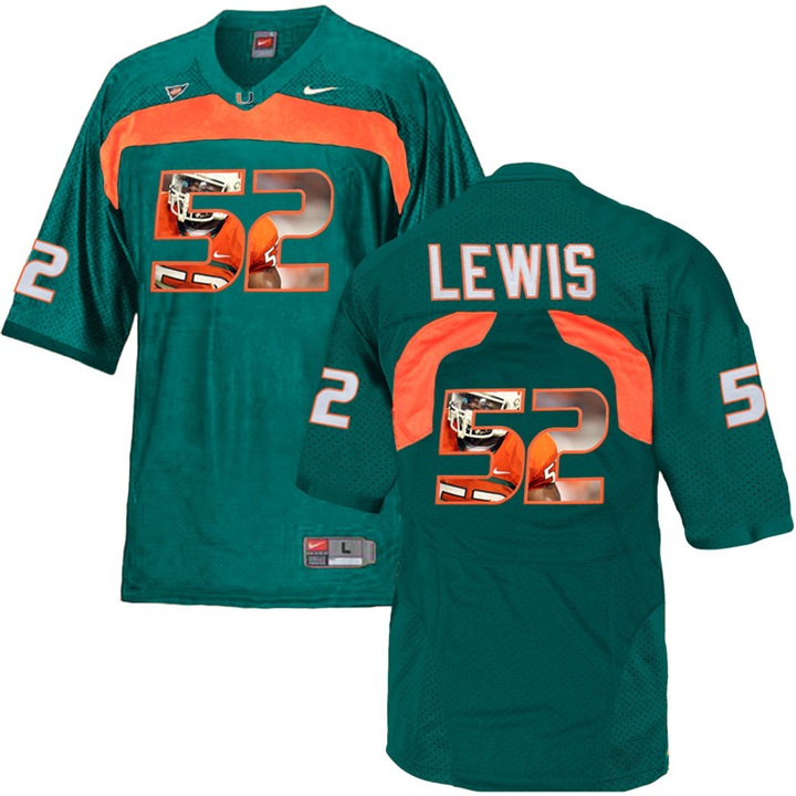 Miami Hurricanes Ray Lewis Green Printing Player Portrait Football Jersey Men's Jersey Miami Hurricanes Ray Lewis Green Printing Player Portrait Football Jersey