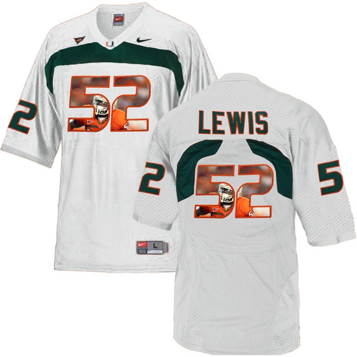 Miami Hurricanes Ray Lewis White Printing Player Portrait Football Jersey Men's Jersey Miami Hurricanes Ray Lewis White Printing Player Portrait Football Jersey