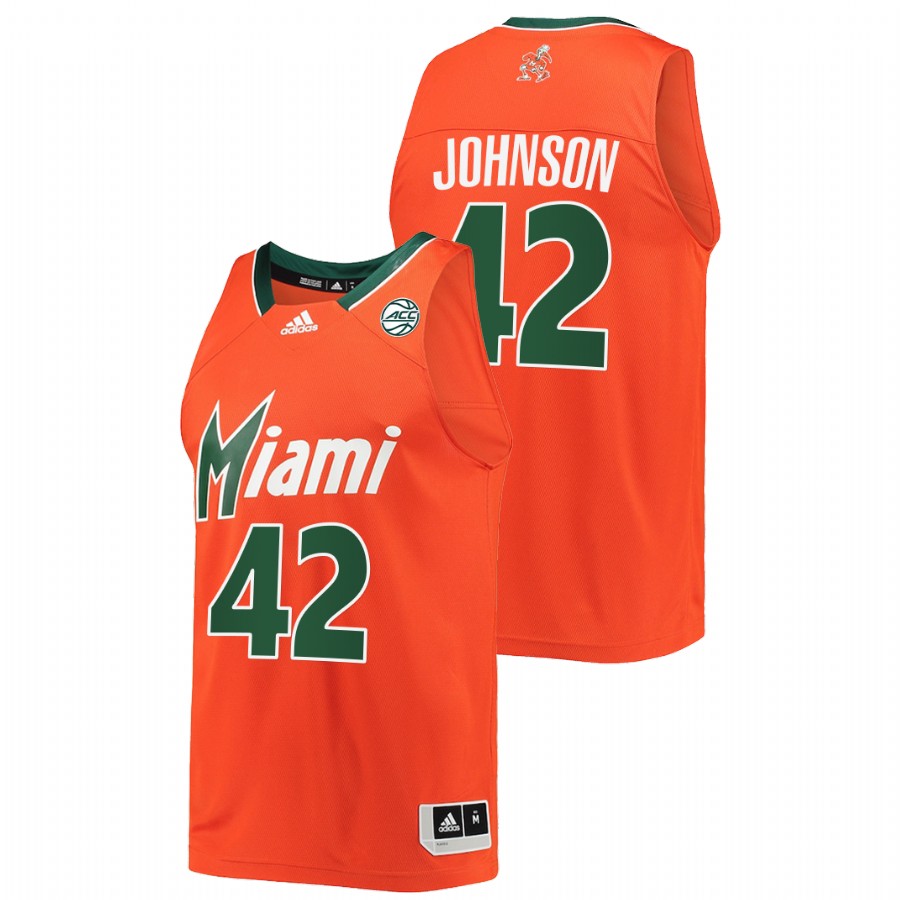 Miami Hurricanes Reggie Johnson Reverse Retro Orange Alumni Basketball Jersey Men Men's Jersey