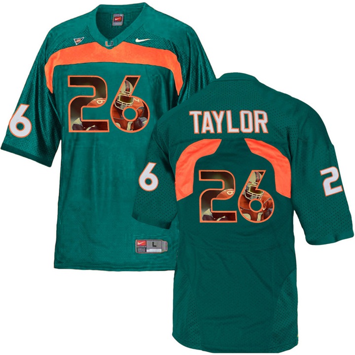 Miami Hurricanes Sean Taylor Green Printing Player Portrait Football Jersey Men's Jersey Miami Hurricanes Sean Taylor Green Printing Player Portrait Football Jersey