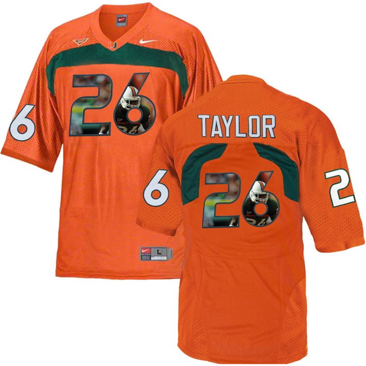 Miami Hurricanes Sean Taylor Orange Printing Player Portrait Football Jersey Men's Jersey Miami Hurricanes Sean Taylor Orange Printing Player Portrait Football Jersey
