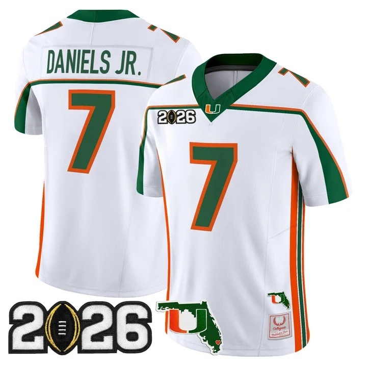 Miami Hurricanes Throwback Vapor Limited Jersey - 2026 CFP Final & Florida Patch - All Stitched CJ Daniels 7