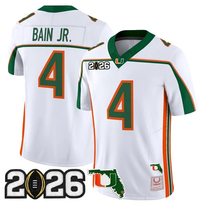 Miami Hurricanes Throwback Vapor Limited Jersey - 2026 CFP Final & Florida Patch - All Stitched Rueben Bain Jr.   4