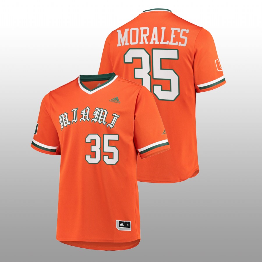 Miami Hurricanes Yohandy Morales Men Orange Primegreen Baseball Jersey
