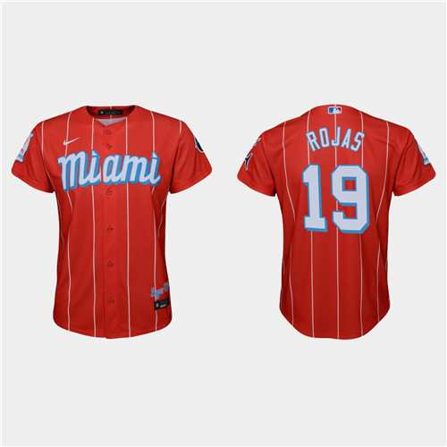 Miami Marlins #19 Miguel Rojas Youth Nike 2021 City Connect Authentic MLB Jersey Red
