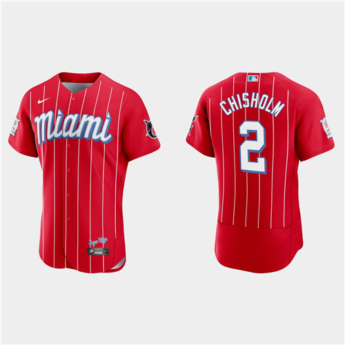Miami Marlins #2 Jazz Chisholm Men's Nike 2021 City Connect Authentic MLB Jersey Red