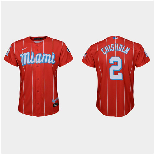Miami Marlins #2 Jazz Chisholm Youth Nike 2021 City Connect Authentic MLB Jersey Red