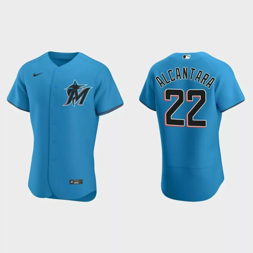 Miami Marlins #22 Sandy Alcantara 2020 Alternate Authentic Jersey – Blue