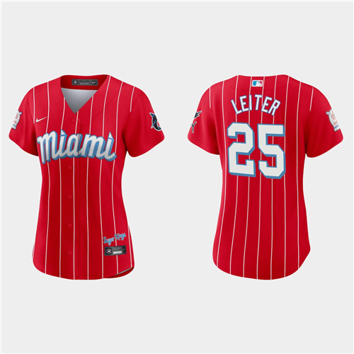 Miami Marlins #25 Al Leiter Women's Nike 2021 City Connect Authentic MLB Jersey Red