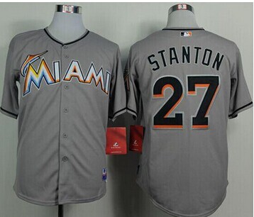 Miami Marlins #27 Giancarlo Stanton Grey 2012 Road Baseball Jersey