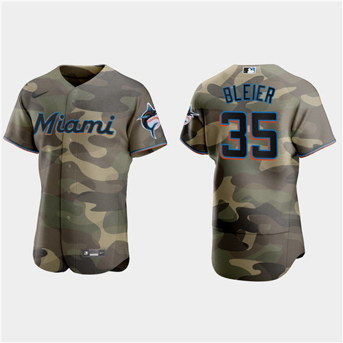 Miami Marlins #35 Richard Bleier Men's Nike 2021 Armed Forces Day Authentic MLB Jersey -Camo