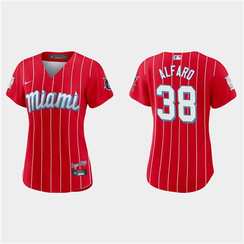 Miami Marlins #38 Jorge Alfaro Women's Nike 2021 City Connect Authentic MLB Jersey Red